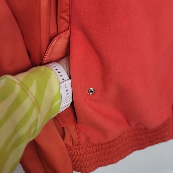 EUC ATHLETA Zion Microfleece Zip Up Bomber Jacket Torch Red Large - Picture 6 of 12
